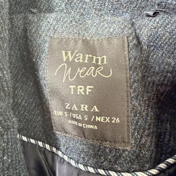 Zara Warm Wear TRF Pea Coat Women Dark Gray Black Wool Blend Lined Size Small - Picture 7 of 12